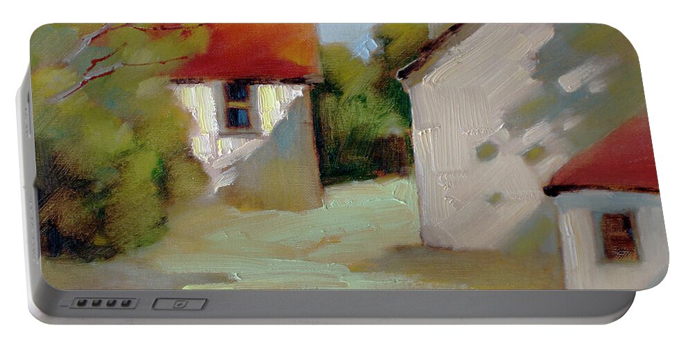 Joyce Hicks Portable Battery Charger featuring the painting Summer Shadows by Joyce Hicks