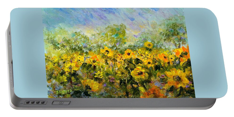 Sunflowers Portable Battery Charger featuring the painting Summer Soldiers by Laurie Samara-Schlageter