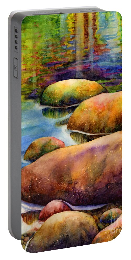 Rocks Portable Battery Charger featuring the painting Summer Tranquility by Hailey E Herrera