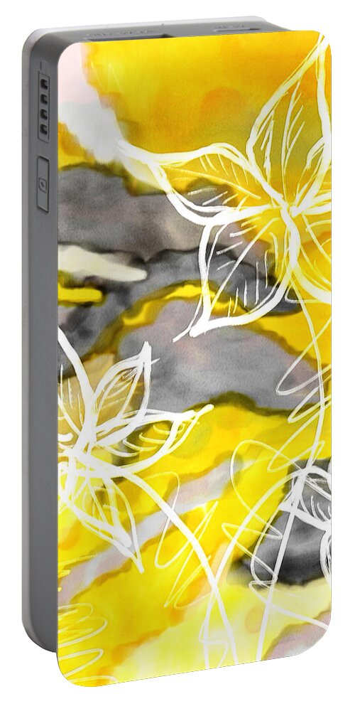 Yellow Portable Battery Charger featuring the painting Sun In Spring by Lourry Legarde