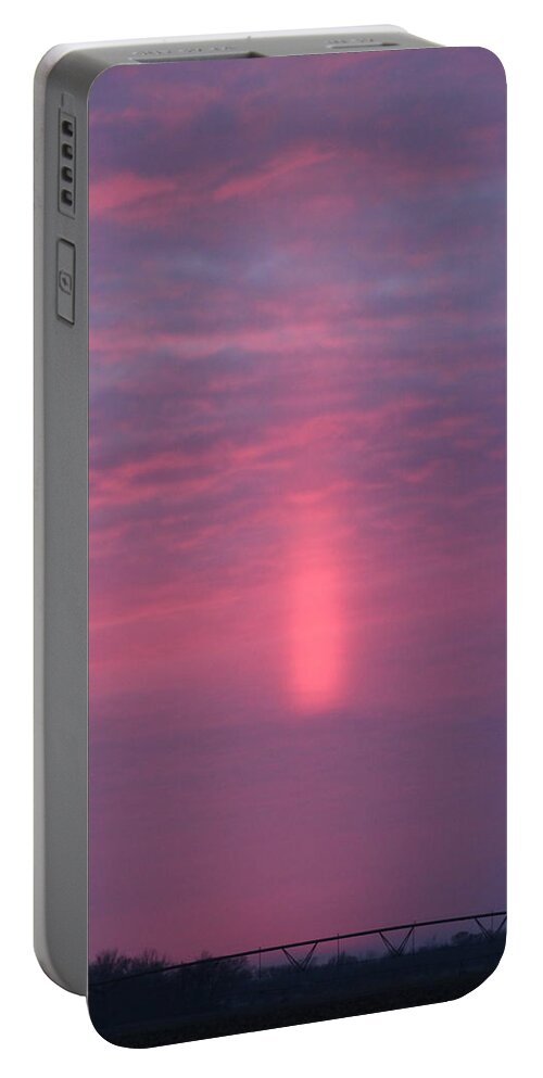 Sunsets Portable Battery Charger featuring the photograph Sun Pillar Vertical by Wayne Williams