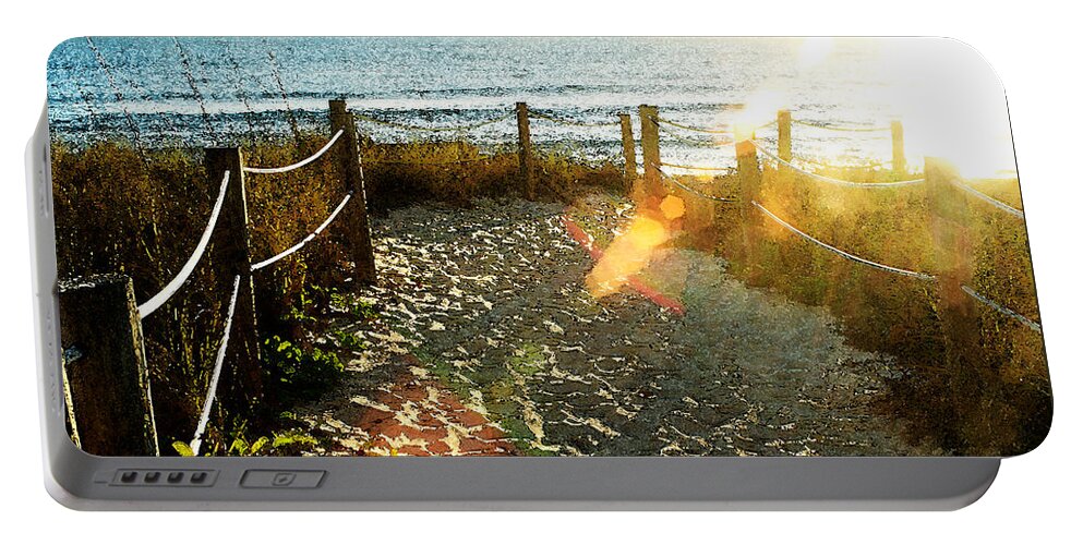 Path Portable Battery Charger featuring the photograph Sun Ray Beach Path by Janis Lee Colon
