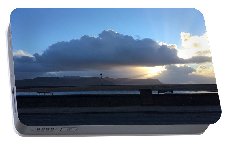 Sun Portable Battery Charger featuring the photograph Sunbeams over Conwy by Christopher Rowlands