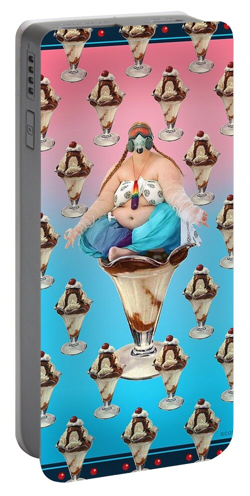 Political Portable Battery Charger featuring the digital art Sundae Girl by Scott Ross