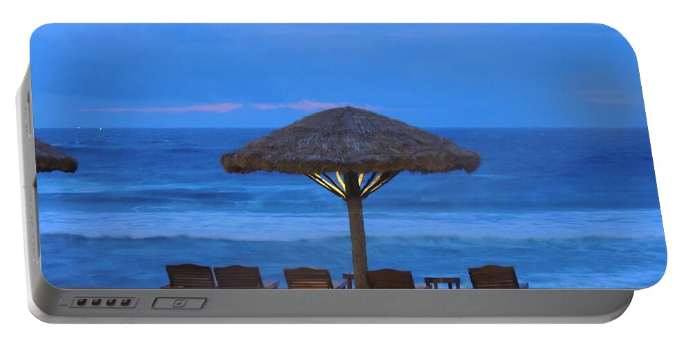 Arabian Portable Battery Charger featuring the photograph Sundecks at Kovalam by Mini Arora