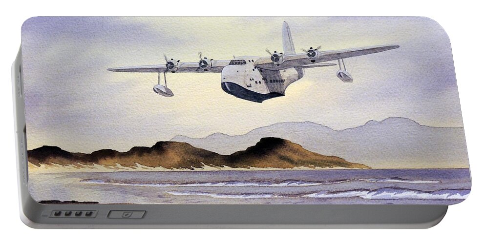Aircraft Paintings Portable Battery Charger featuring the painting Sunderland Over Scotland by Bill Holkham