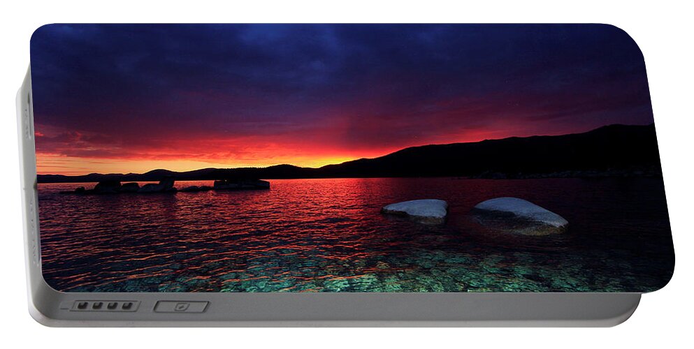 Lake Tahoe Portable Battery Charger featuring the photograph Sundown in Lake Tahoe by Sean Sarsfield