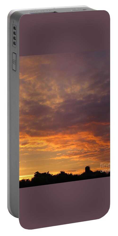 Sunset Portable Battery Charger featuring the photograph Sundown on the Farm by Ann Horn