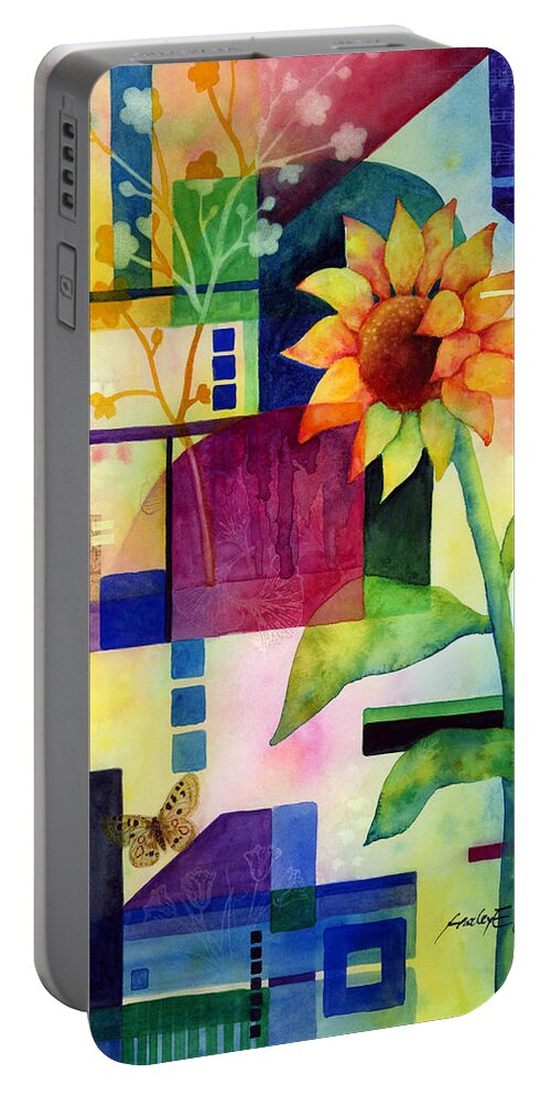 Sunflower Portable Battery Charger featuring the painting Sunflower Collage 2 by Hailey E Herrera
