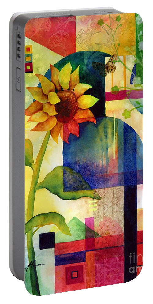Sunflower Portable Battery Charger featuring the painting Sunflower Collage by Hailey E Herrera