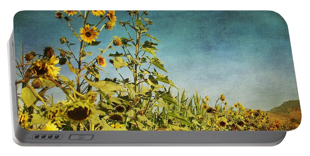 Sunflower Portable Battery Charger featuring the photograph Sunflower Scenic by Peggy Hughes