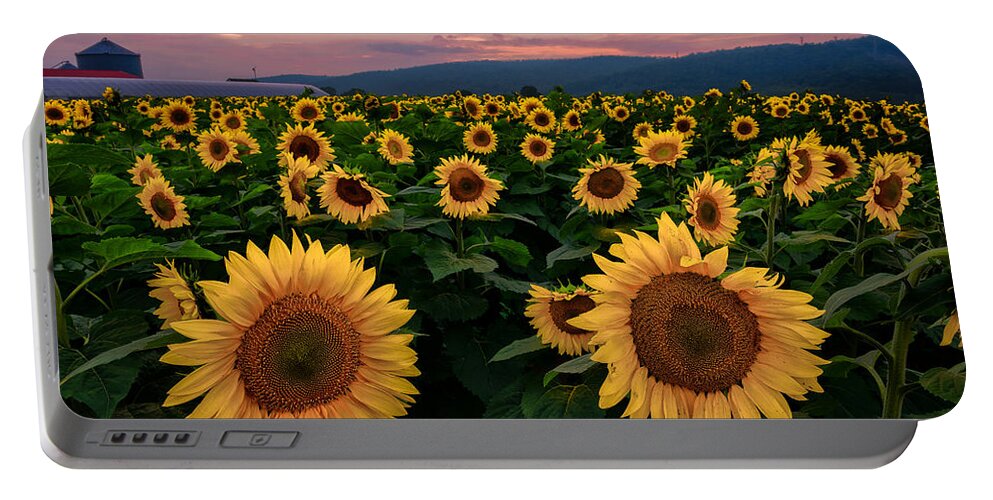 Sunflower Portable Battery Charger featuring the photograph Sunflower Sunset II by Mark Rogers