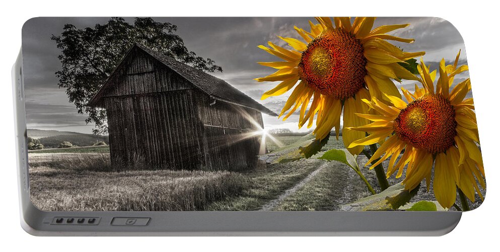 Appalachia Portable Battery Charger featuring the photograph Sunflower Watch by Debra and Dave Vanderlaan