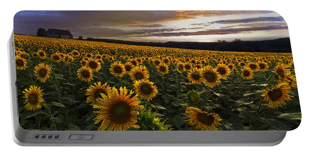 Appalachia Portable Battery Charger featuring the photograph Sunflowers Oil Painting by Debra and Dave Vanderlaan