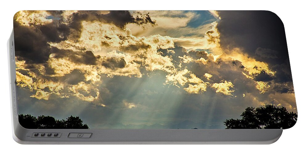 Forest Portable Battery Charger featuring the photograph Sunlight Raining Down From the Heavens by James BO Insogna