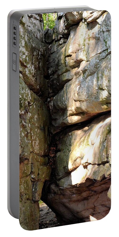 Sunlit Boulder On Shades Mountain Portable Battery Charger featuring the photograph Sunlit Boulder on Shades Mountain by Maria Urso