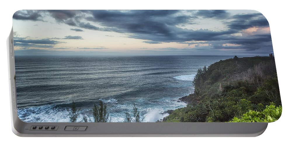 Sunrise Portable Battery Charger featuring the photograph Sunrise Along the Cliffs - Princeville - Kauai - Hawaii by Belinda Greb