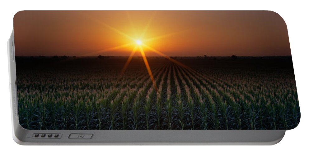 Photography Portable Battery Charger featuring the photograph Sunrise, Crops, Farm, Sacramento by Panoramic Images