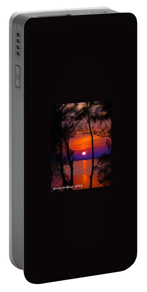 Sunset Portable Battery Charger featuring the painting Sunrise on an Island by Bruce Nutting