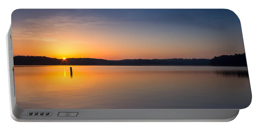 Lake-lanier Portable Battery Charger featuring the photograph Sunrise on the Lake by Bernd Laeschke