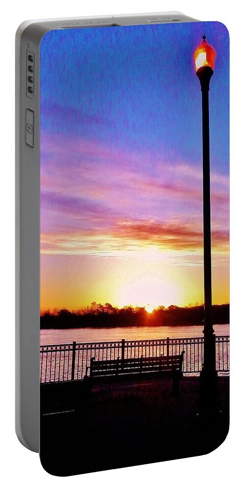 Sunrise. Basf Park Portable Battery Charger featuring the photograph Sunrise over BASF Park by Daniel Thompson