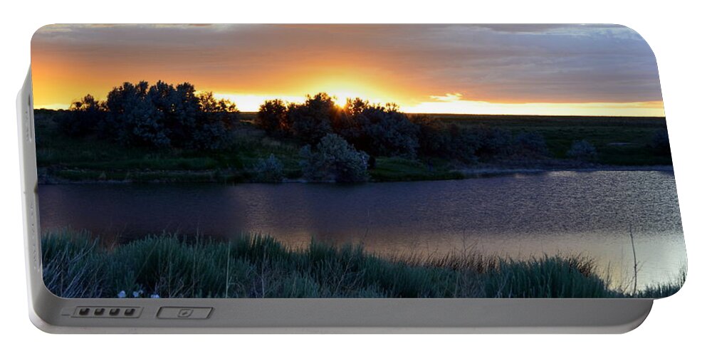 Sunrise Over Kinney Lake Portable Battery Charger featuring the photograph Sunrise Over Kinney Lake by Clarice Lakota
