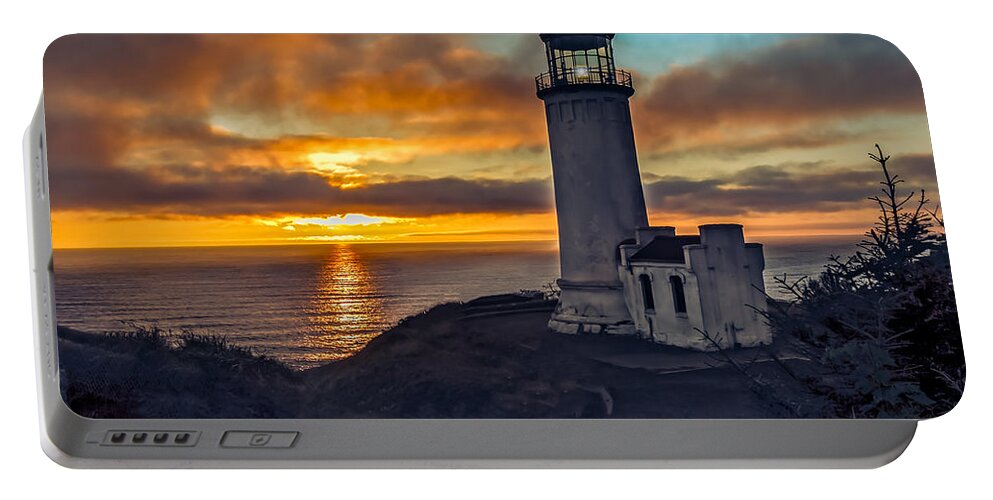 Lighthouse Portable Battery Charger featuring the photograph Sunset at North Head by Robert Bales