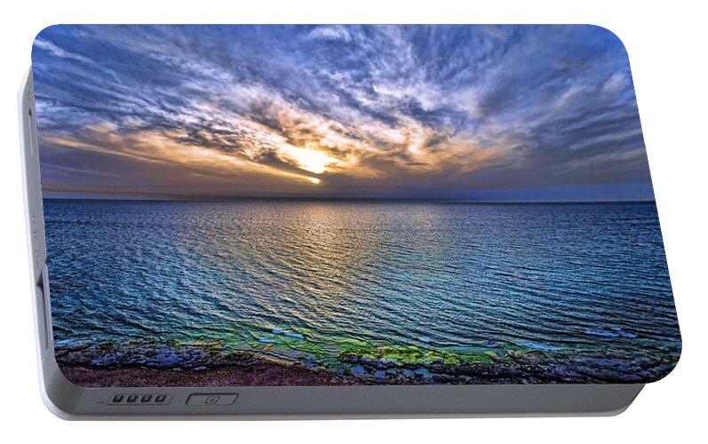 Israel Portable Battery Charger featuring the photograph Sunset At The Cliff Beach by Ron Shoshani