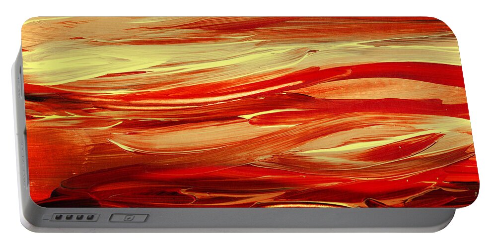 Red Portable Battery Charger featuring the painting Sunset At The Red River Abstract by Irina Sztukowski