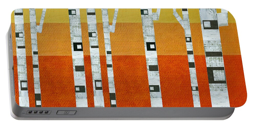 Birch Tree Portable Battery Charger featuring the painting Sunset Birches by Michelle Calkins