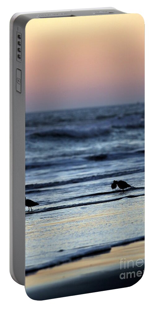 Golden Portable Battery Charger featuring the photograph Sunset Birds by Henrik Lehnerer