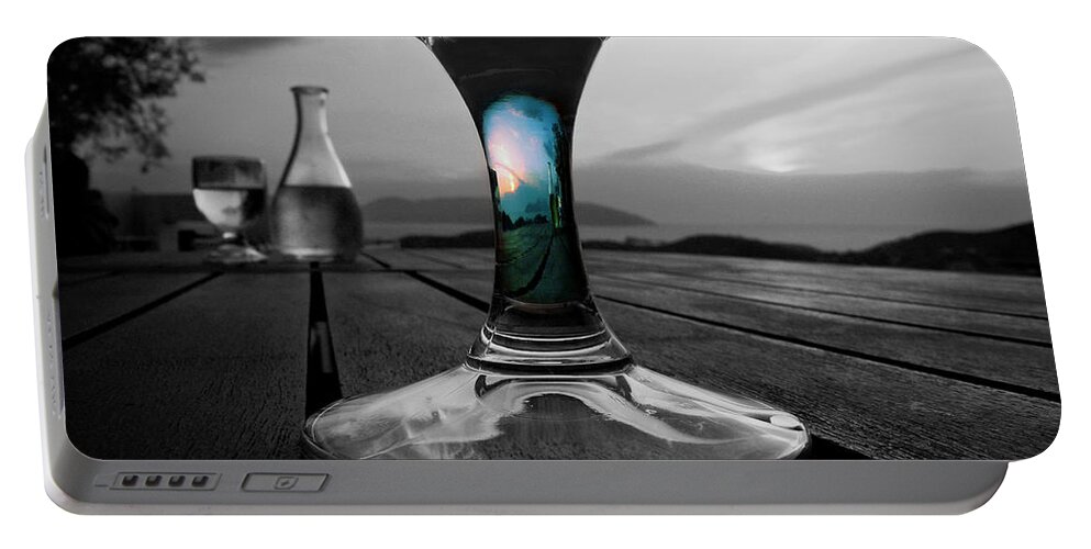 Ios Portable Battery Charger featuring the photograph Sunset Cafe by Micki Findlay