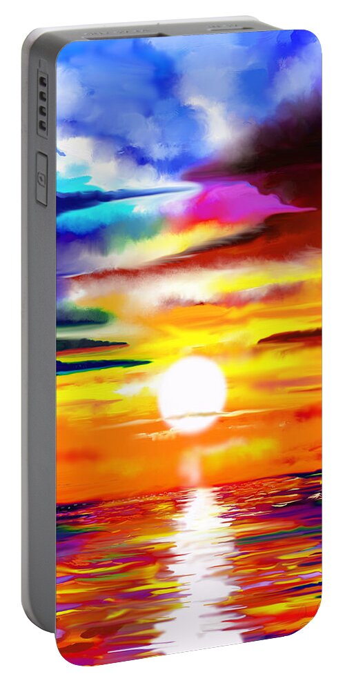 Sky Portable Battery Charger featuring the digital art Sunset Explosion by Douglas Day Jones