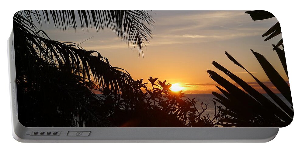 Sunset Portable Battery Charger featuring the photograph Sunset from Terrace - St. Lucia by Nora Boghossian