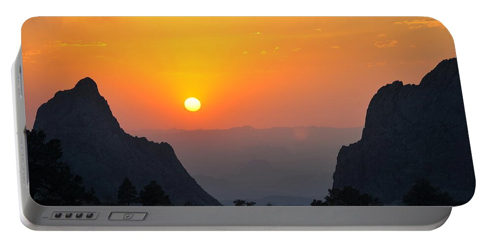 Orange Portable Battery Charger featuring the photograph Sunset in Big Bend National Park by Frank Madia