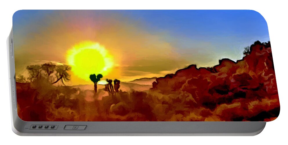 Eco-tourism Portable Battery Charger featuring the photograph Sunset Joshua Tree National Park V2 by Bob and Nadine Johnston