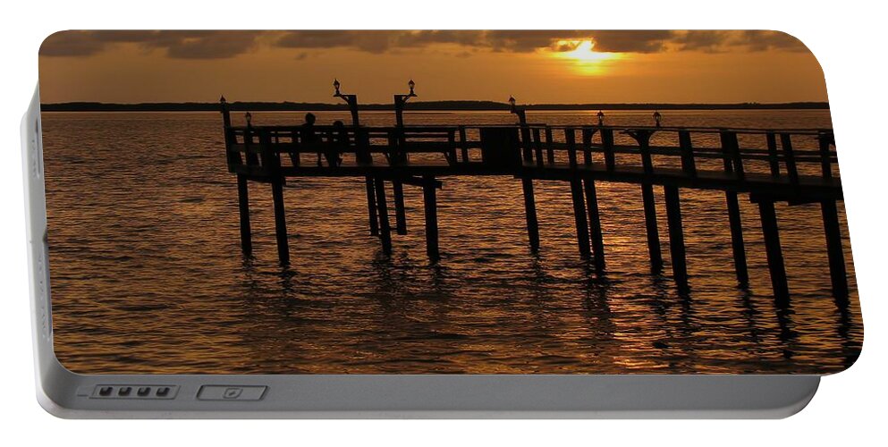 Florida Portable Battery Charger featuring the photograph Sunset On The Dock by Peggy Hughes