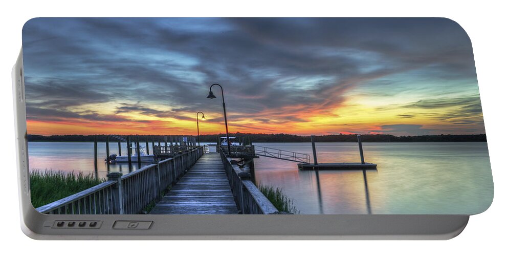 Wando Portable Battery Charger featuring the photograph Sunset over the River by Dale Powell