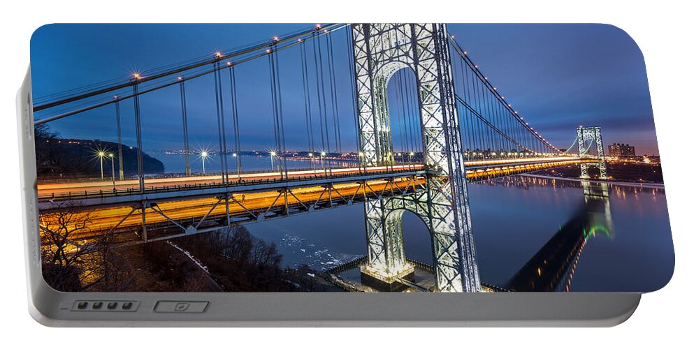 Architecture Portable Battery Charger featuring the photograph Super Bowl GWB by Mihai Andritoiu