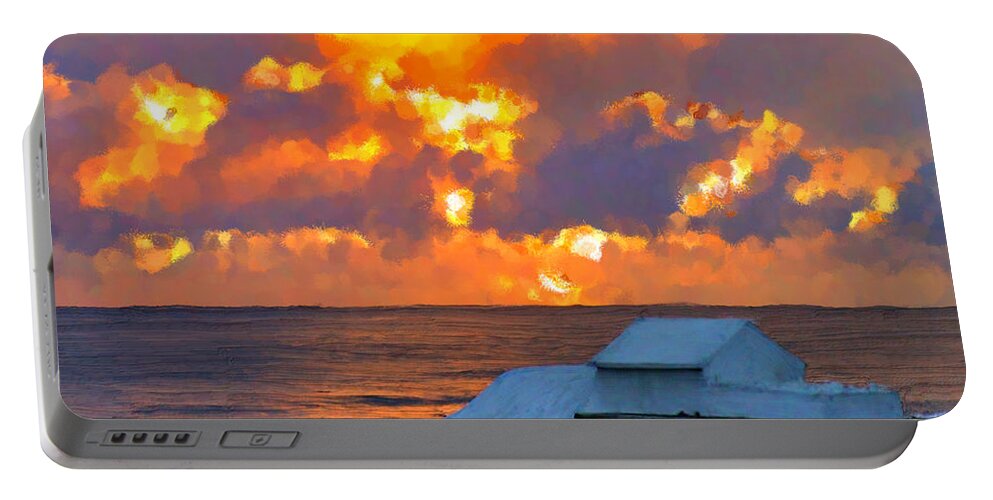 Sunrise Portable Battery Charger featuring the painting Super Sunset by Bruce Nutting
