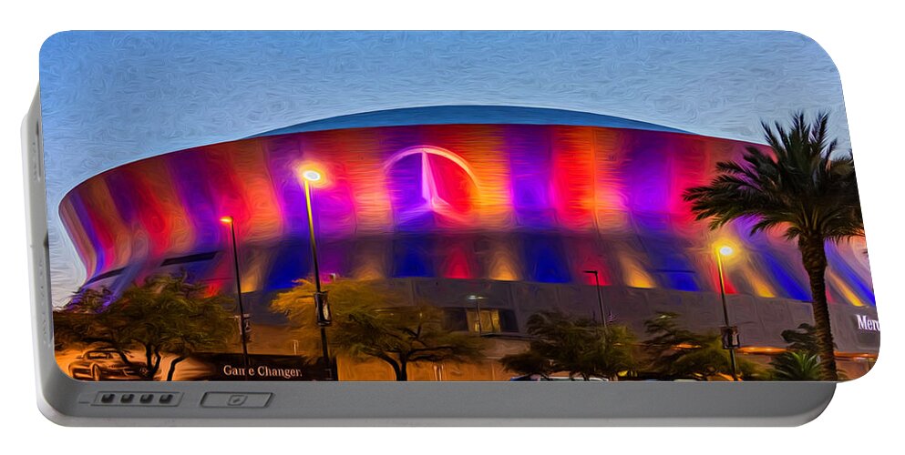 Nola Portable Battery Charger featuring the photograph Superdome - Paint by Steve Harrington