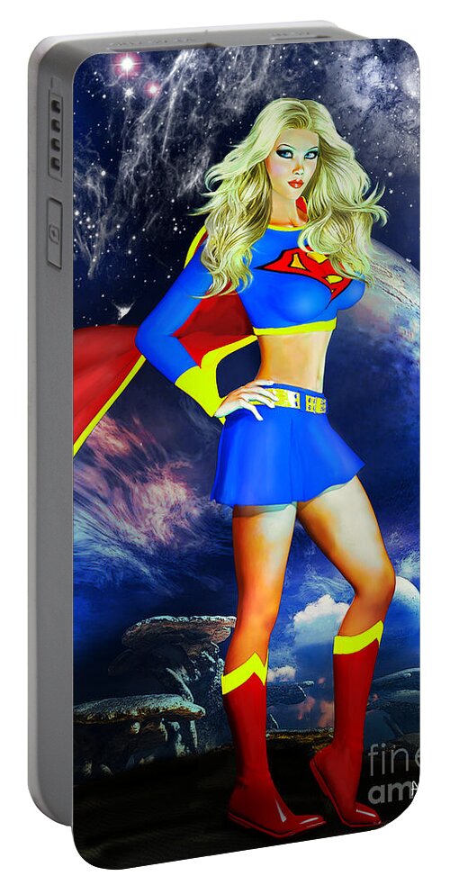 Supergirl Portable Battery Charger featuring the digital art Supergirl by Alicia Hollinger