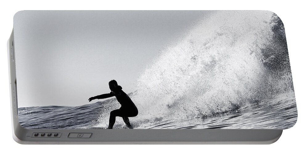 Surfing Portable Battery Charger featuring the photograph Surfing the Avalanche by Paul Topp