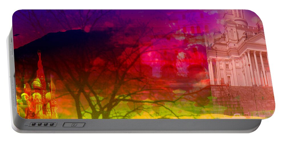 Buildings Portable Battery Charger featuring the digital art Surreal Buildings by Cathy Anderson