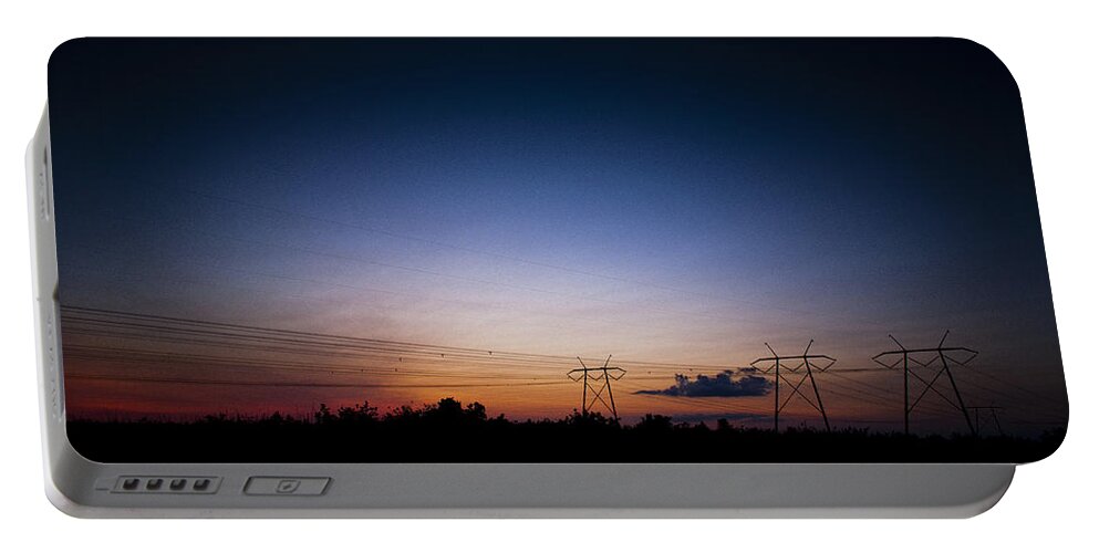 Electrical Portable Battery Charger featuring the photograph Sunset And Moonrise Over Everglades by Bradley R Youngberg