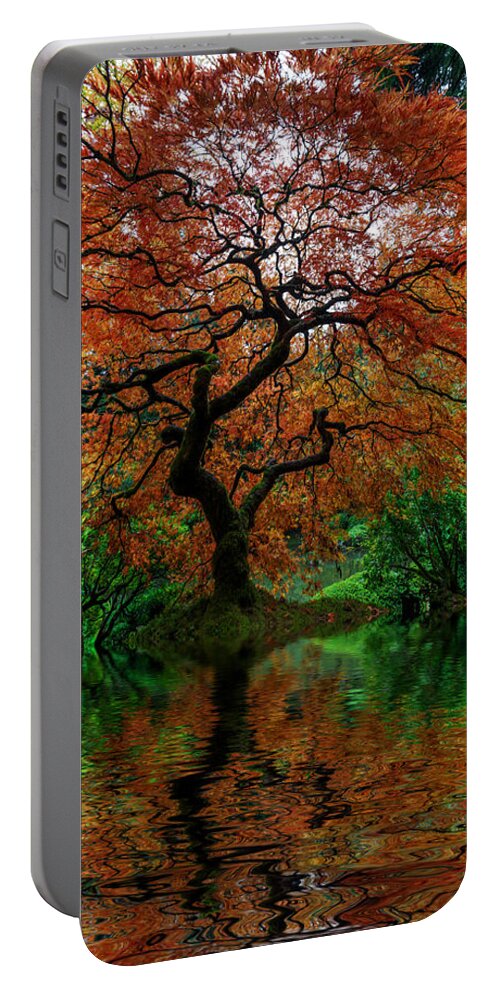 Swamped Japanese Maple Portable Battery Charger featuring the photograph Swamped Japanese by Wes and Dotty Weber