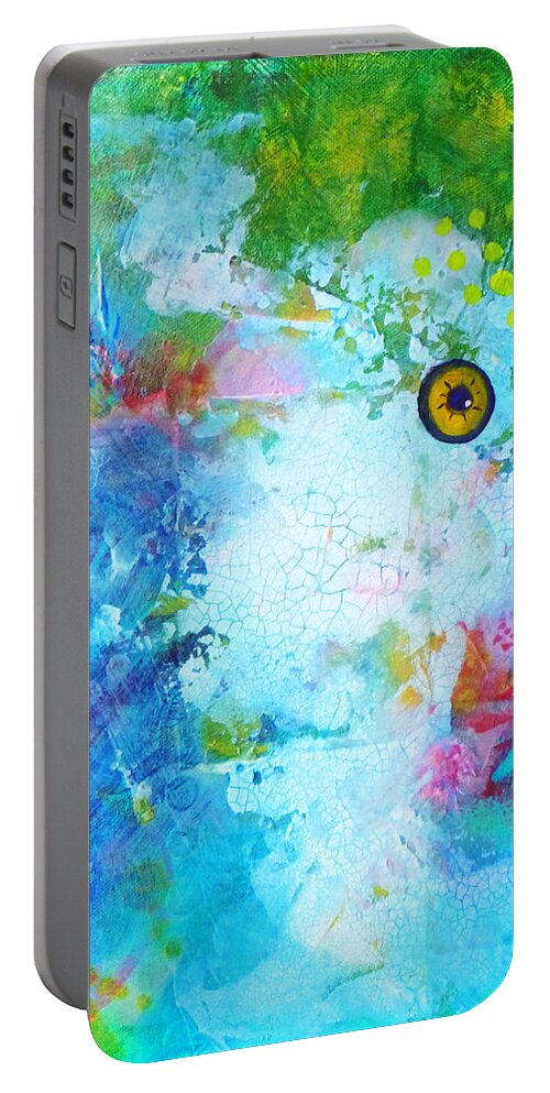 Funky Portable Battery Charger featuring the painting Swimming by Nancy Merkle
