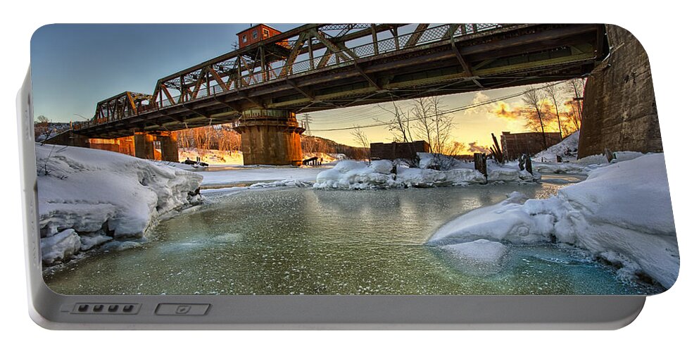 Architecture Portable Battery Charger featuring the photograph Swing Bridge Frozen River by Jakub Sisak
