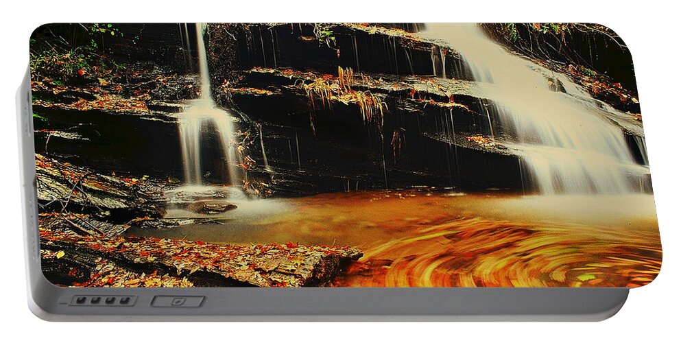 Fine Art Portable Battery Charger featuring the photograph Swirling Leaves by Rodney Lee Williams
