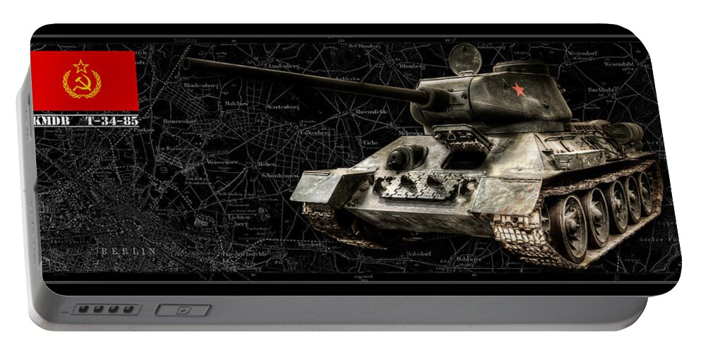 T-34-85 Portable Battery Charger featuring the photograph T-34 Soviet Tank BK BG by Weston Westmoreland